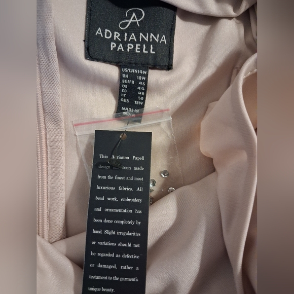 Blush Pink Beaded Illusion Evening Gown Size 14W - Picture 10 of 16